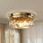 12''-3 Lights Brushed Brass Modern Metal And Glass Drum Dimmable Flush Mount Lighting For Bedroom-107080387
