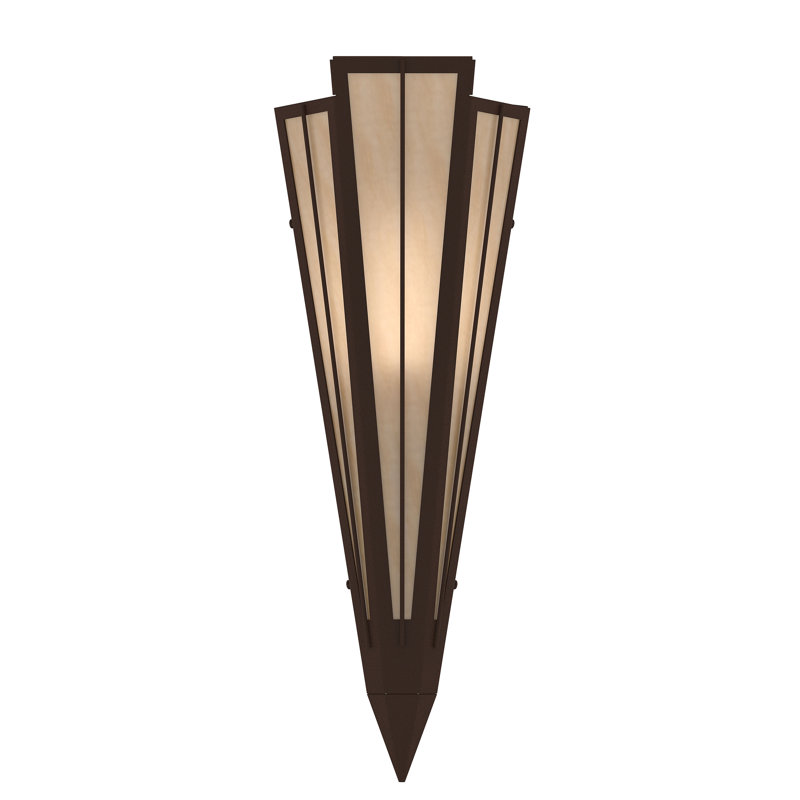 1 - Light Flush Mounted Sconce, Café Noir, Glass, Beige