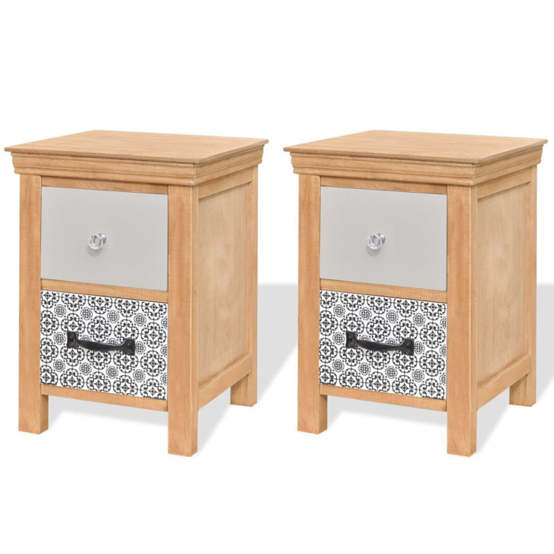 Agar 34cm W Solid Wood Bedside Table