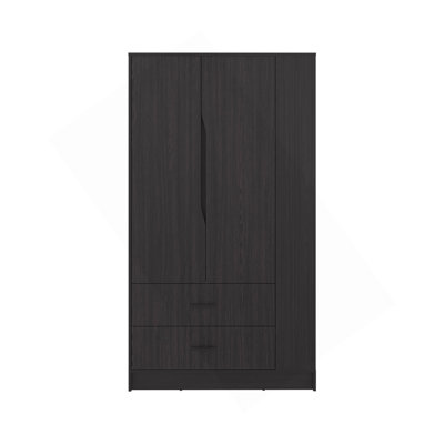 Armoire Dakota avec portes doubles, tringle suspendue et tablettes intérieures, armoire moderne autoportante