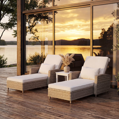 Alyeska Aluminum Outdoor Chaise Lounge With Air Pump, Adjustable Reclining Back & Sunbrella Cushions