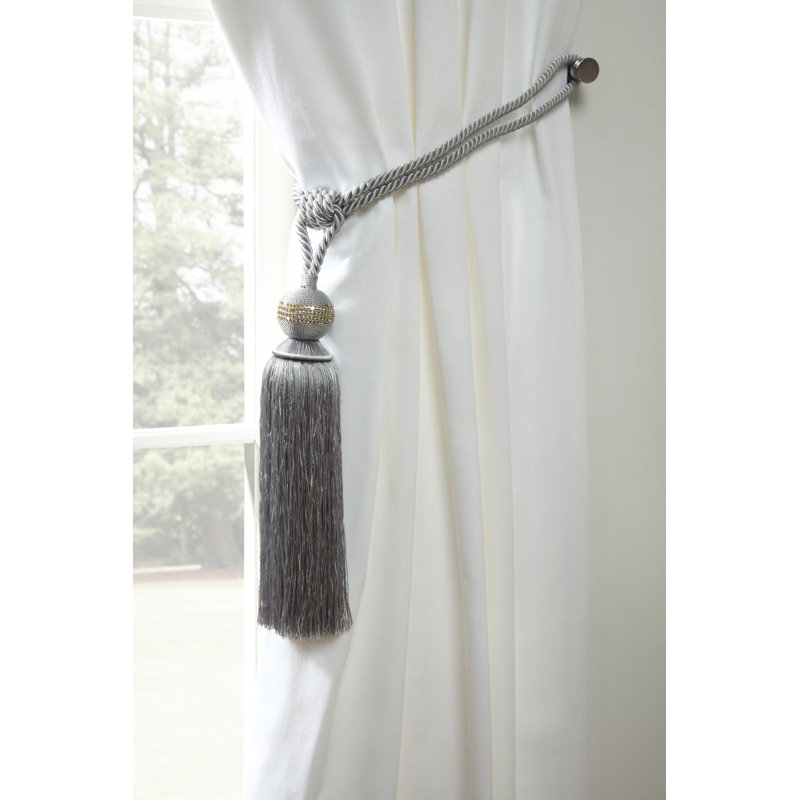 Galaxy Tieback Graphite Polyester 60cm Curtain Holdback/Tieback, Silver