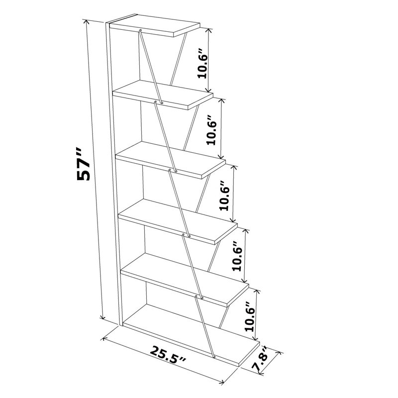 Lochart 57" H x 25" W x 7" D Bookshelf, White/Pink