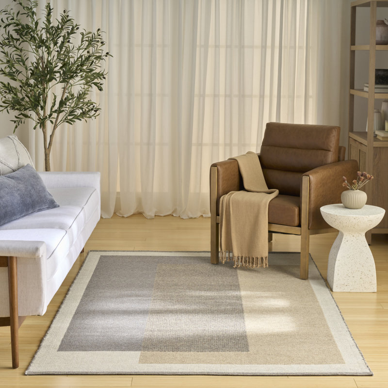 Copenhagen Flatwoven Wool Ivory Modern Indoor Rug, Rectangle 5' x 7'