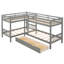 Twin L-Shaped Bunk Bed With Drawers-Grey