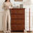 Dark-brown Solid + Manufactured Wood Accent Cabinet