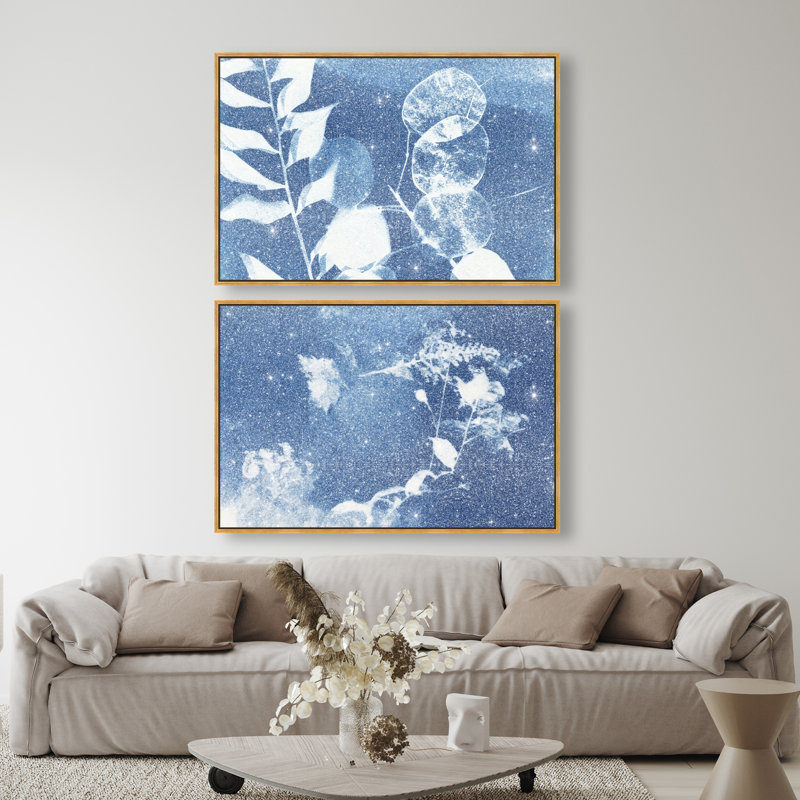 Faded Poetry Set Floral & Botanical Canvas Print by Oliver Gal, Black Frame, 15 x 10, 46"H x 31"W, Gold Floater Frame