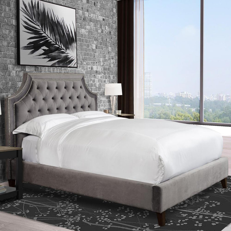 Lit tapissier standard Seline, Gris flanelle, Queen