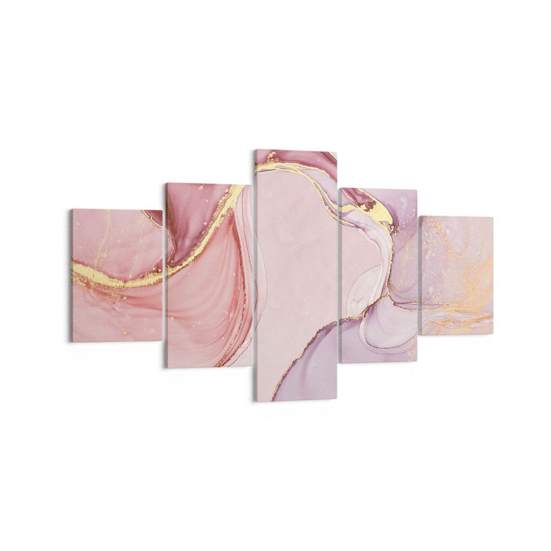 5-tlg. Leinwandbilder-Set Abstraction Marble Pink