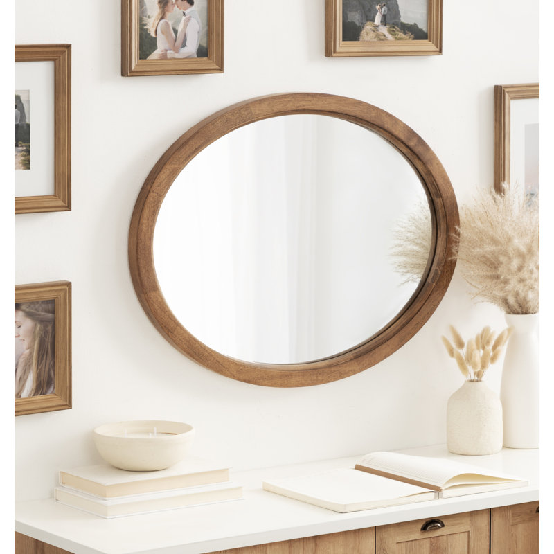 Brianna Wood Flat Mirror, 24" x 18", Rustic Brown
