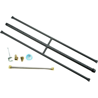 Ensemble de bûches au gaz de 12 à 42 pouces Americangaslogs avec brûleur en H en fer, brûleur de foyer à trois tuyaux et brûleur de foyer pour gaz naturel et propane 28 pouces