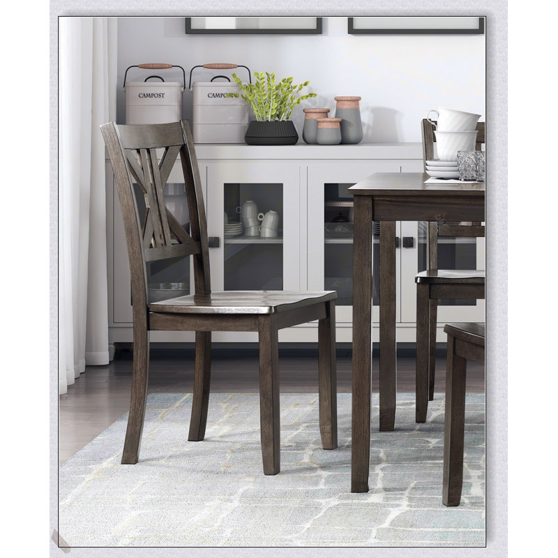 Ensemble de salle à manger gris anthracite 5 pièces avec chaises à dossier en X, durable et élégant pour les maisons modernes et traditionnelles