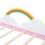 Lit plateforme enchanteur avec nuages et décor arc-en-ciel, parfait pour l'imagination des enfants et l'esthétique de la chambre à coucher, avec tiroirs de rangement