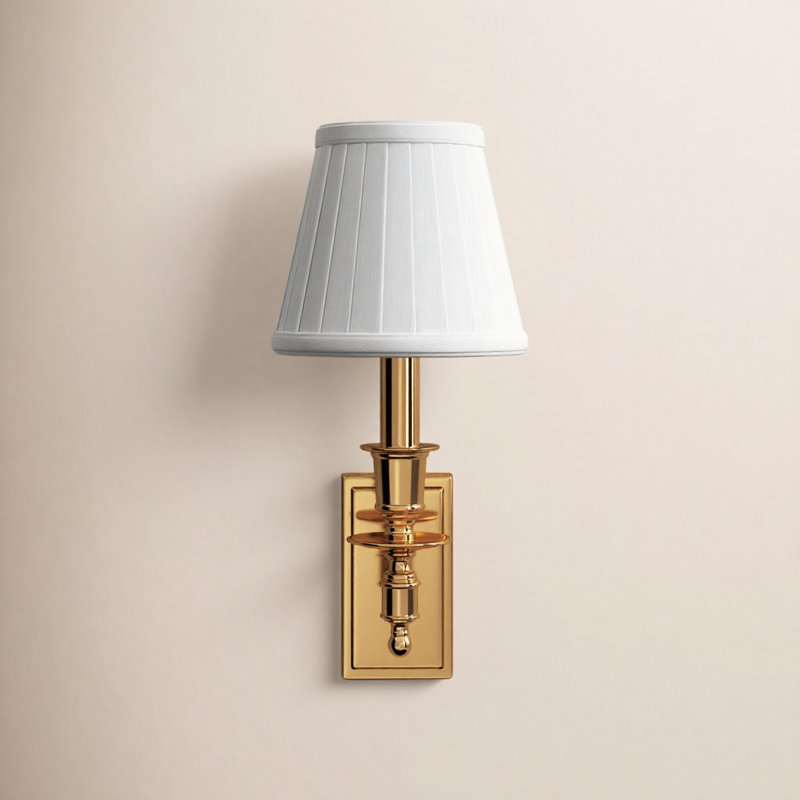 Lennon Steel Candle Wall Light, Polished Brass