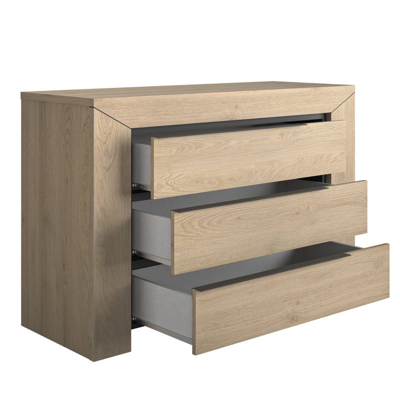 Safira 123 cm W Chest of 3 Drawers, Natural Chestnut