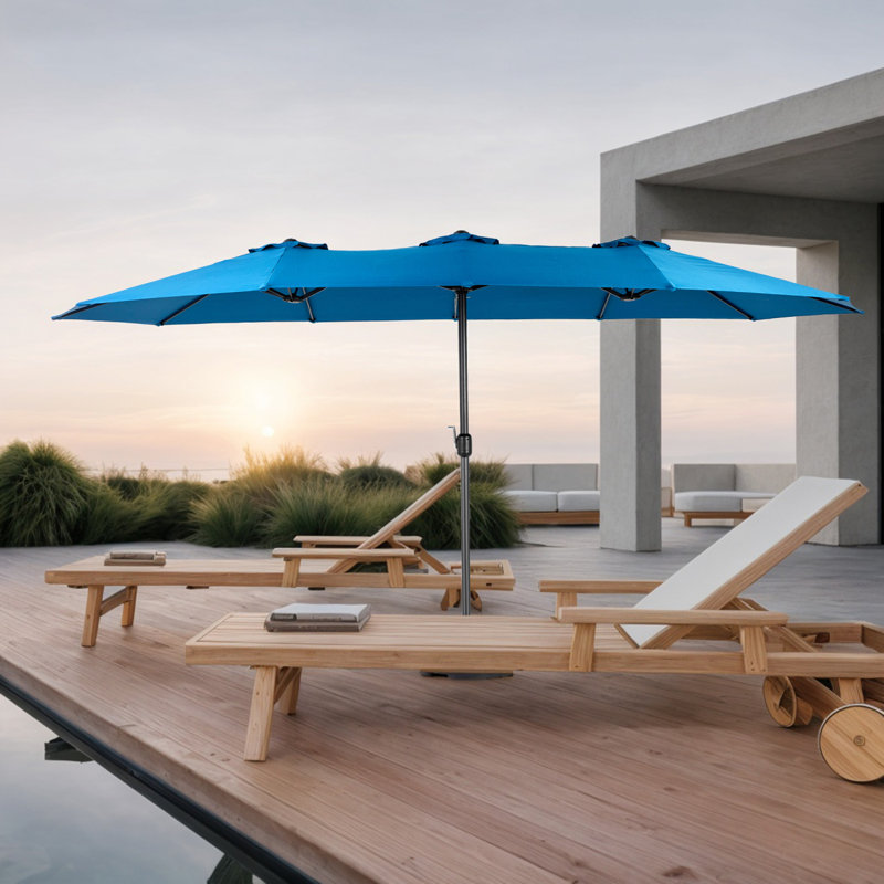 14.8 Ft Double Sided Outdoor Umbrella Rectangular Large With Crank(No Base)