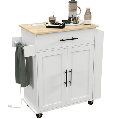 Kitchen Island with Storage, Rolling Kitchen Cart with USB Ports -  Latitude RunÂ®, 4BE95536EECE4FD1B974A35DA05B6FC2