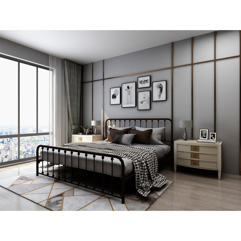 Keyesport Metal Platform Bed, Full/Double, White