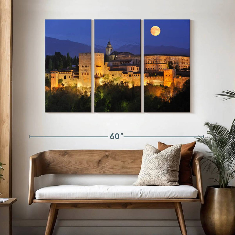 Rorry Full Moon At Alhambra Palace, 32" H x 50" W