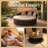 All-Weather Rattan Round Lounge Canopy Bed with Retractable Canopy & Lift Coffee Table – Navy Blue-129200418