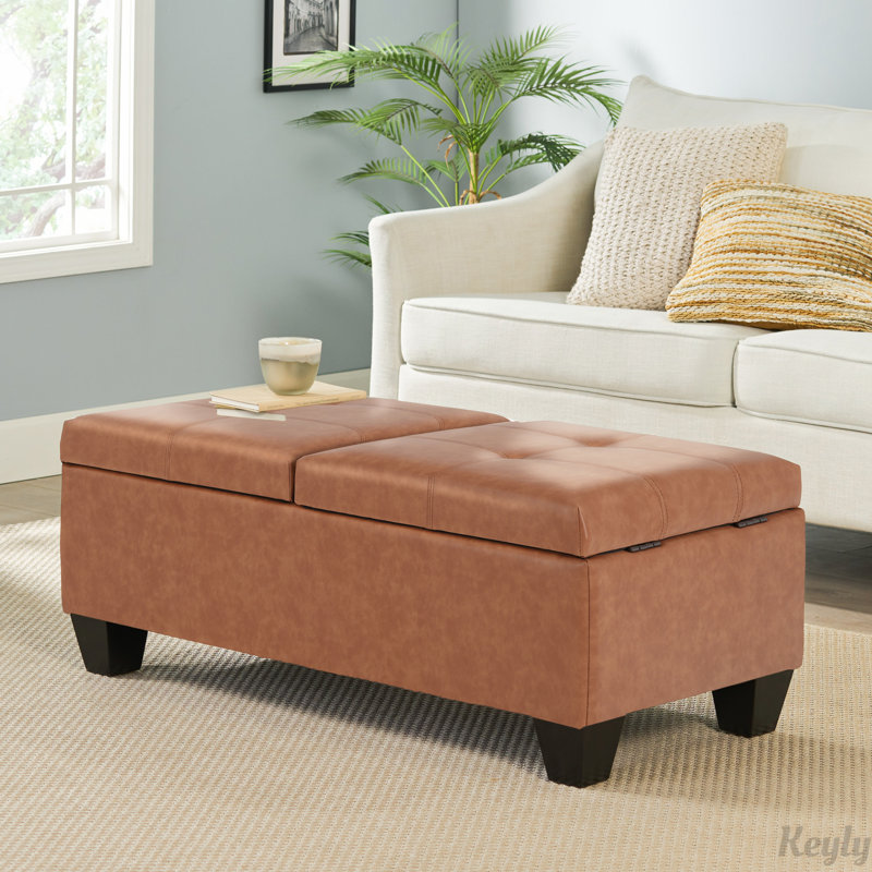 50.50"W PU Storage Bench, Brown