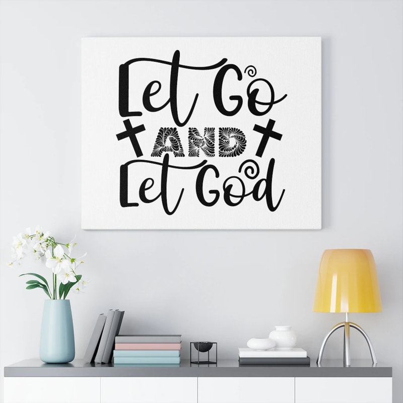 Let Go and Let God 1 Piece Wrapped Canvas Wall Art, 28cm H x 36cm W