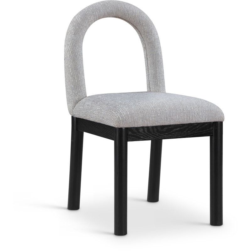 Chaise Macleod, Tissu gris texturé en lin, Noir, noir, noir, noir