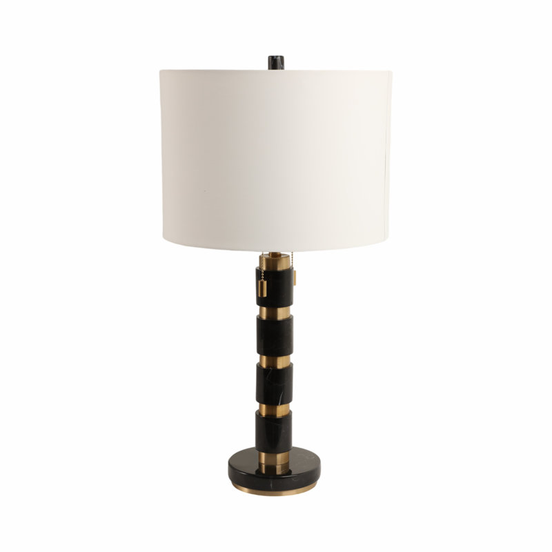 Sagebrook Home 27X14" Stacked Marble Lamp With 2 Pulls, Black/Gold, Black/Gold