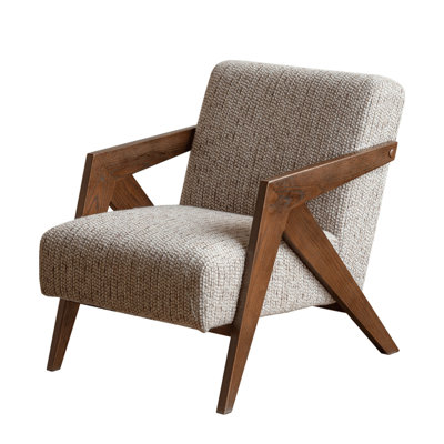 25" Wide Solid Wood Frame Upholstered Mid Century Modern Retro Accent Chair