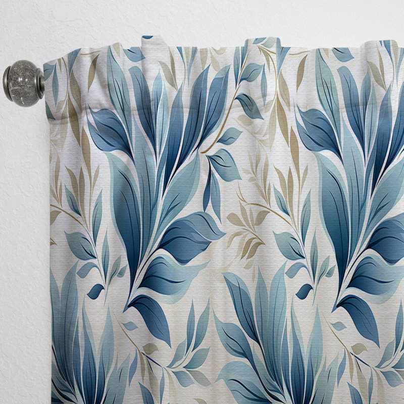 Tranquil Patterns I - Panneaux de rideaux à motif floral, L 52 po x L 108 po