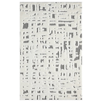 Oheneba Collection Modern Abstract Cream and Black Area Rug