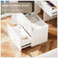 Meuble-lavabo 3 en 1 avec miroir ouvert, ensemble de coiffeuse avec bureau en verre visible, coiffeuse compacte avec 3 tiroirs et tabouret, coiffeuse pour chambre à coucher