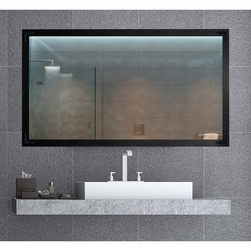 Heavner Flat Wall Mirror, Black, 57" H x 34.5" W