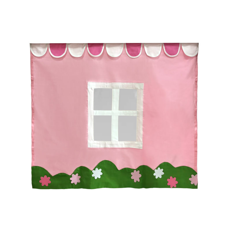 Rideau de style ferme, rose pâle/blanc