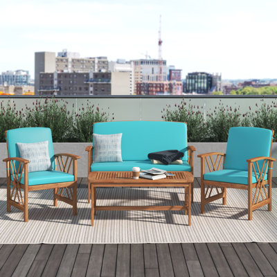 Calhoun 4 Piece Sofa Seating Group with Cushions by Sand & Stable