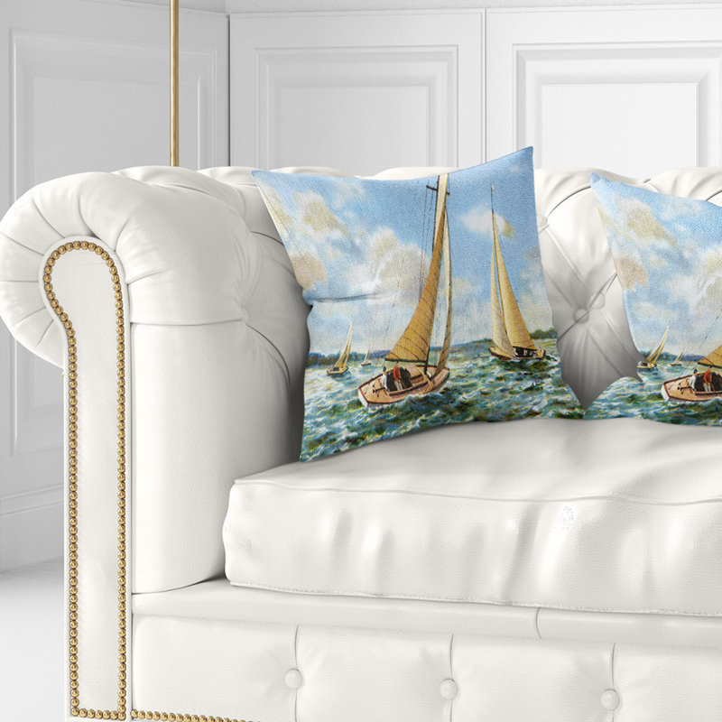 Coussin rétro Vintage Sea Sails - Sea & Shore, 16 po x 1 po, Coussin décoratif