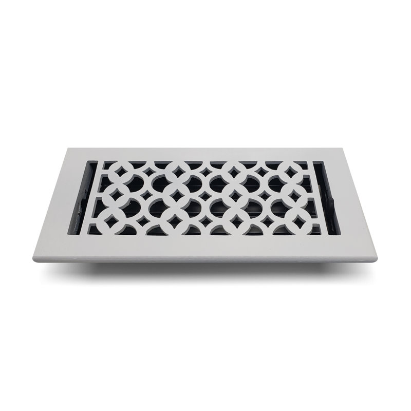 Taille de registre de la plaque de ventilation de plancher avec plaque supérieure de l'amortisseur, Blanc, 4 po x 14 po