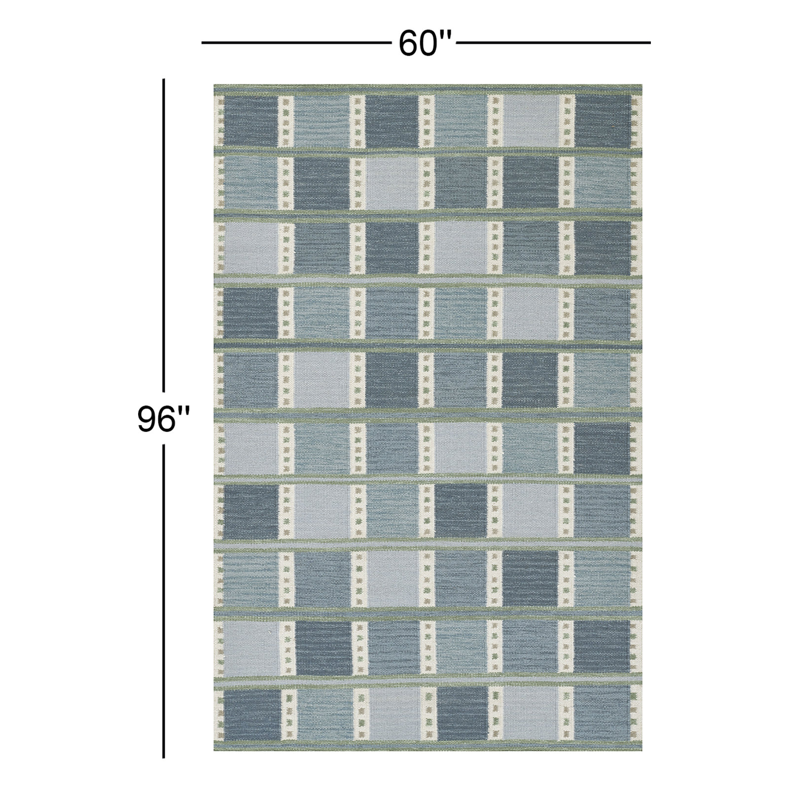 Freya Scandi Hand Woven Wool Blend Blue Area Rug, Rectangle 5' x 8'