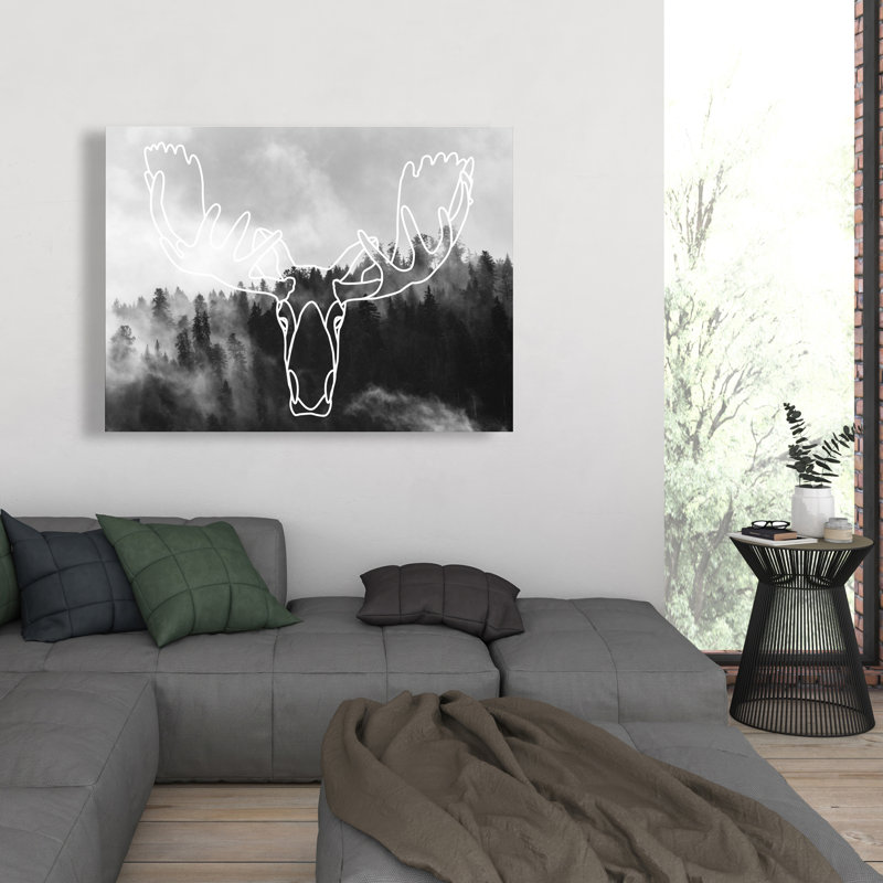 Tête d'orignal minimaliste - décor de toile de crâne scandinave
