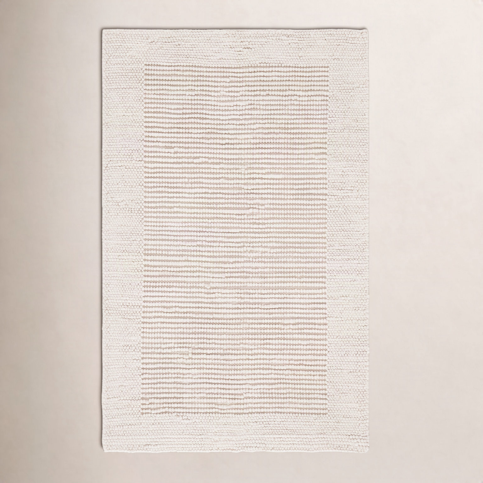 Burdick Ivory Beige Hand-Woven Wool Rug, Rectangle 5' x 8'