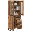  Highboard With Drawer 2 Pcs Old Wood Engineered Wood And Glass-656358243