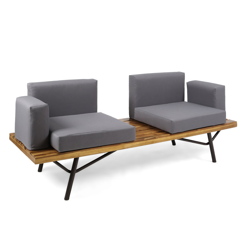 Patio moderne en bois - 100% coussins et détails faits à la main 2 places avec finition confortable pour