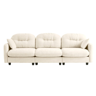 Threeseate Modular Sectional Couch,Soft Chenille Fabric Highdensity Foam,Tufted Cushion Backrest Design Ergonomic Design,Elegant Armrests,High Quality Wooden Base,Fits Bedrooms Living Rooms ,Beige