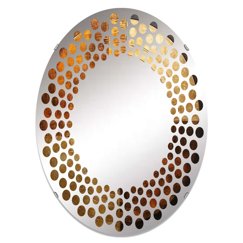 Circle Mirror, 36" H x 24" W, Brown/Yellow