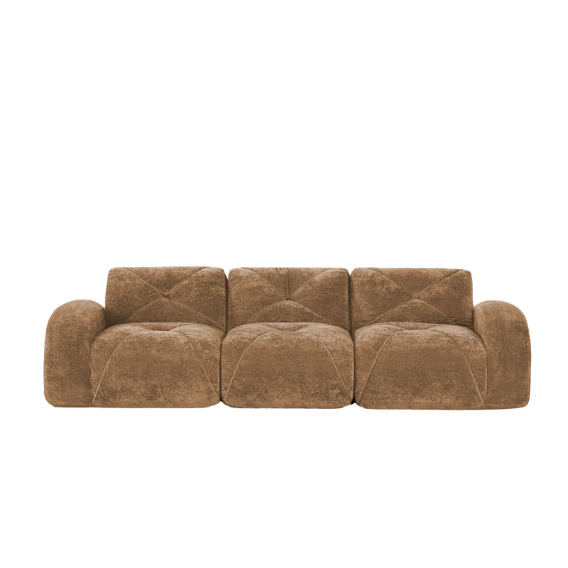 Canapé modulaire modulaire avec tissu en velours et design ergonomique, Chameau