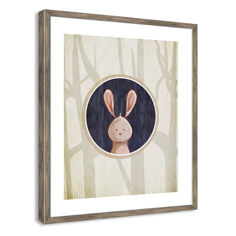 «Juvenile Forest Animals», impression sur papier, H 24,5 po x l 20,5 po x P 1,18 po, Encadré de boîte de grange gris