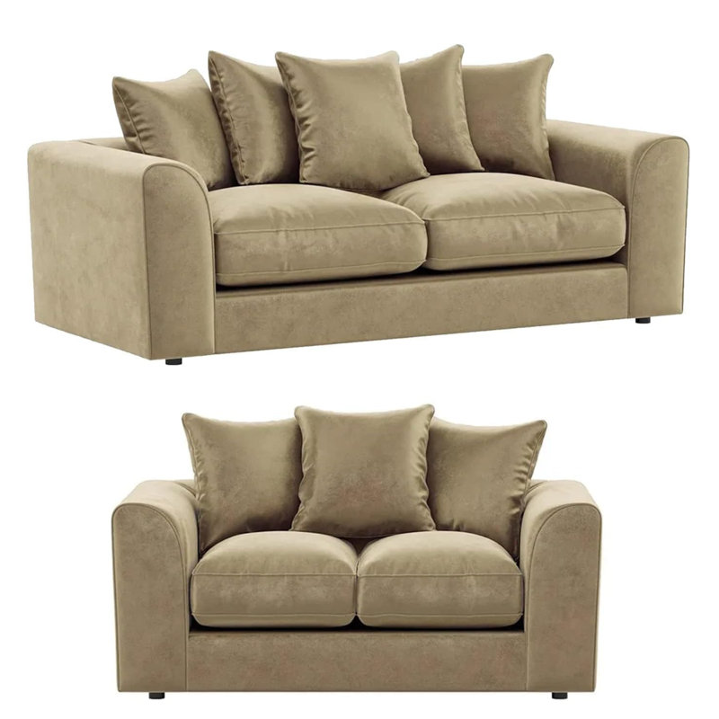 5 Seater Velvet Sofa, Beige
