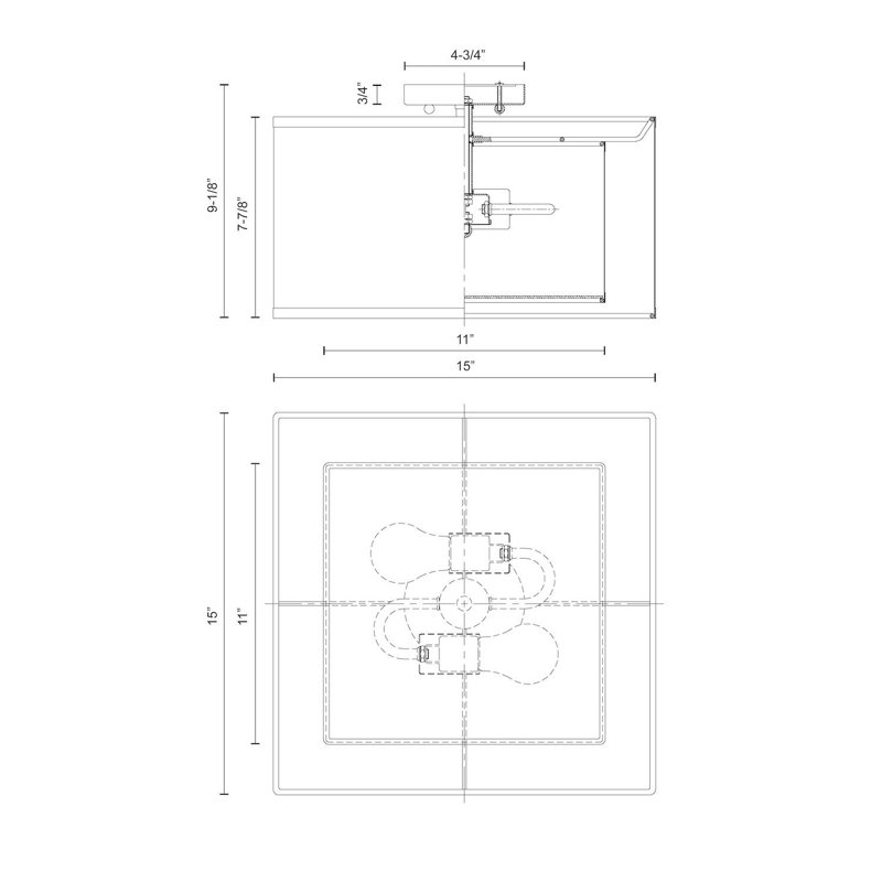 Plafonnier semi-encastré 15 po Zircon, Blanc