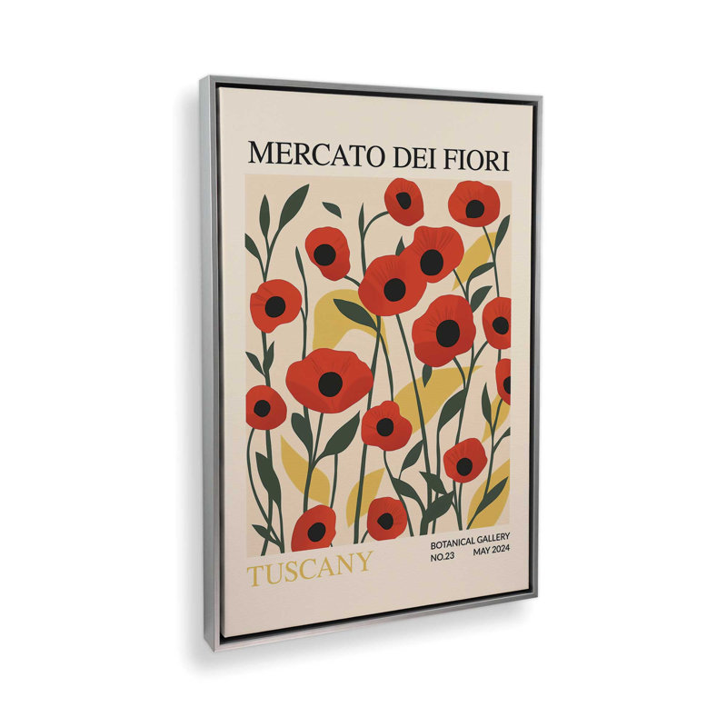 Printemps du marché aux fleurs de Toscane, Cadre flottant en chrome poli, H 36,75 po x l 24,75 po