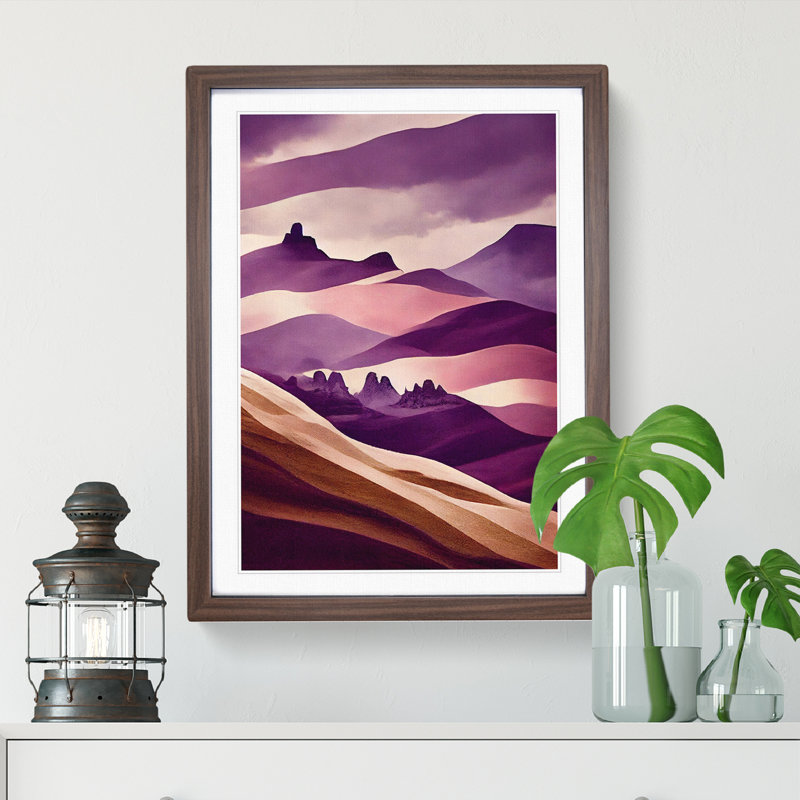 Surreal Abstract Mountain Landscape No.4 - Single Picture Frame Print, 34cm H x 25cm W x 2cm D, Walnut Framed
